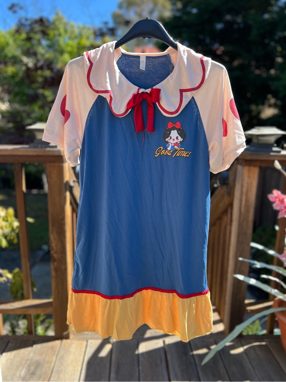 Cute Cartoon Colorblock Nightshirt with Bow